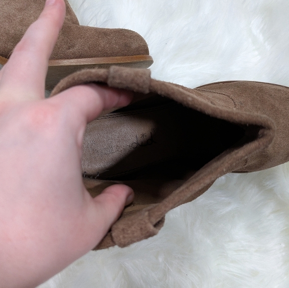 Anthropologie Splendid‎ Lakota Tan Leather Block Heel Western Booties Size 8.5 - Picture 7 of 8